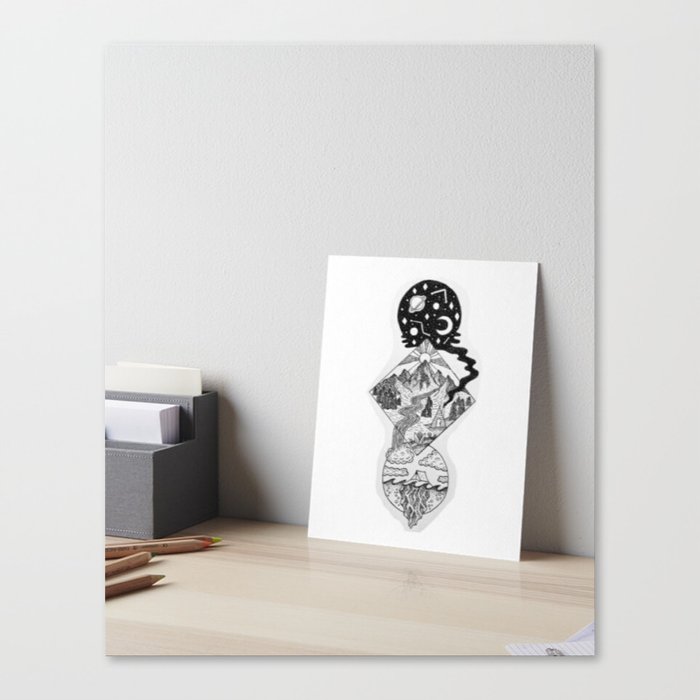 Intergalactic Fluidity | Black & White Pen | Original Artwork Canvas Print