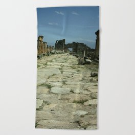 Colonnaded Street Hierapolis Pamukkale Photograph Beach Towel