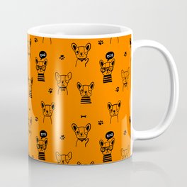 Orange and Black Hand Drawn Dog Puppy Pattern Mug
