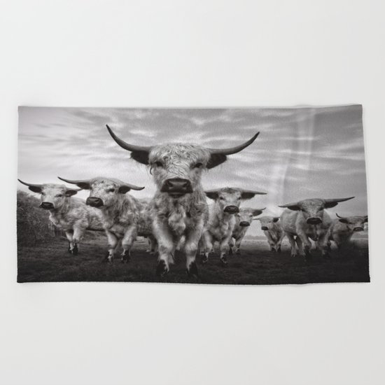 Highland Cattle Mixed Breed Mono Beach Towel