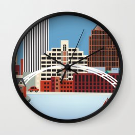 Rochester, New York - Skyline Illustration by Loose Petals Wall Clock
