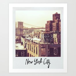 New York City and the Brooklyn Bridge | Vintage Style Photography Art Print