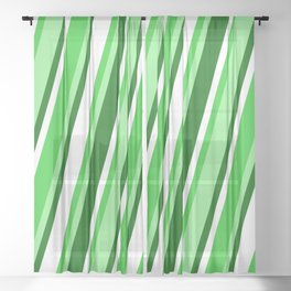 [ Thumbnail: Lime Green, Light Green, Dark Green, and White Colored Pattern of Stripes Sheer Curtain ]