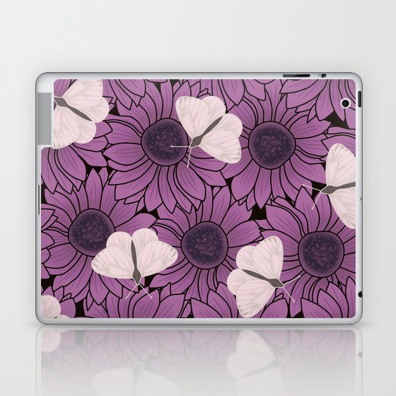 Purple Flowers and Butterflies Laptop & iPad Skin