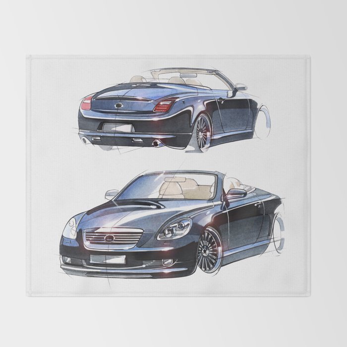 Sketch Of A Luxury Sports Car Convertible Throw Blanket By Oleggol