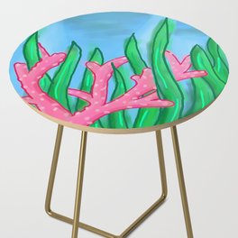 Coral and Seaweed Illustration Side Table