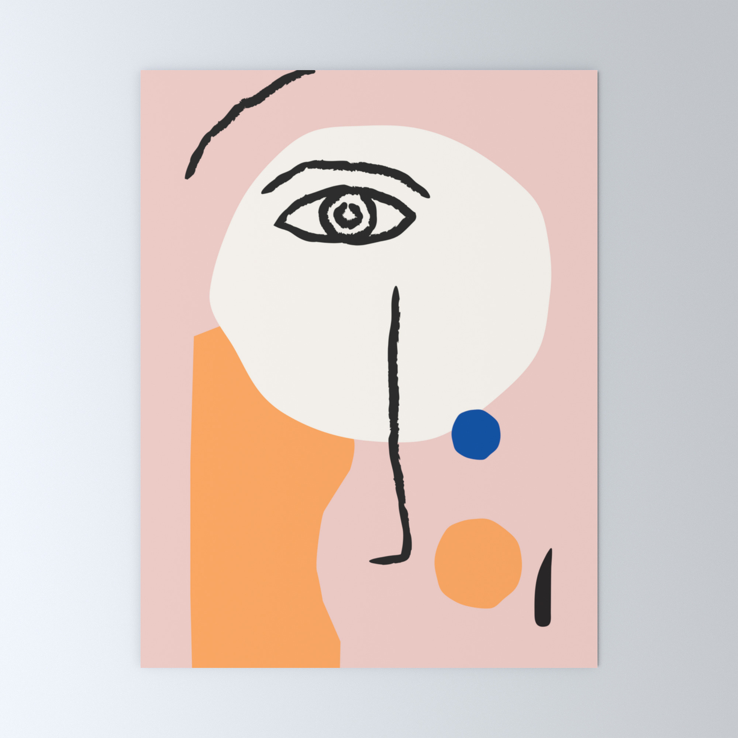 Abstract Art Line Portrait Matisse Picasso Style Neutral Red