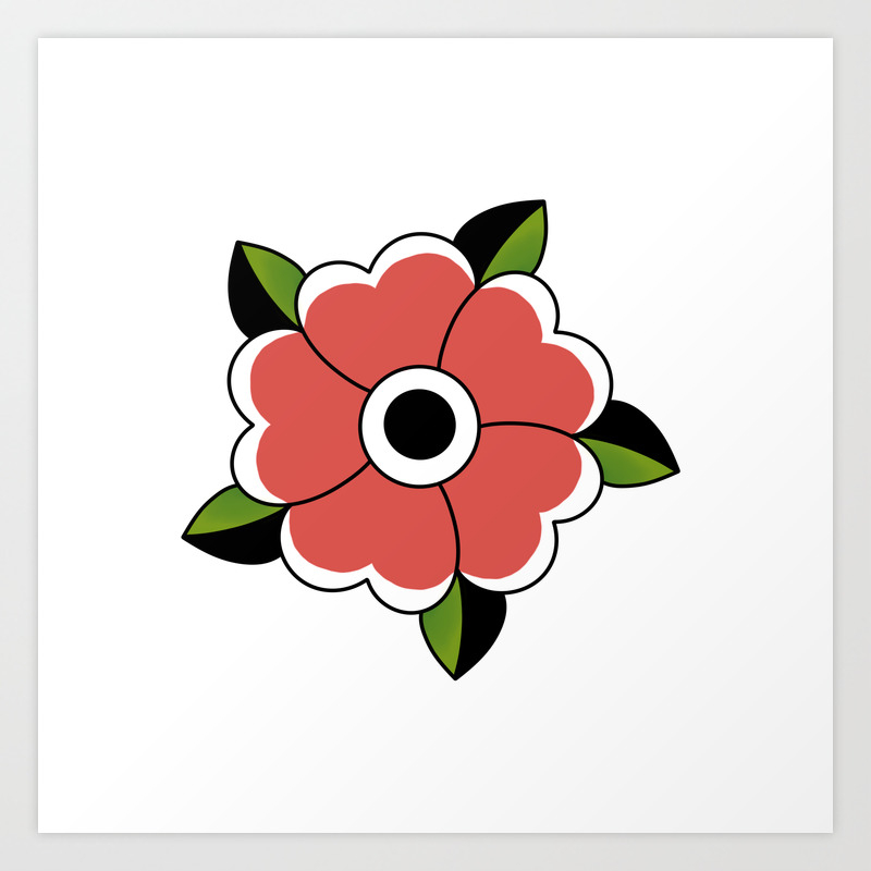 Traditional Flower Art Print By Kittybytes Society6 Traditional Flower Art Print By Kittybytes Society6