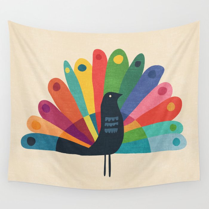Whimsical Peacok Wall Tapestry