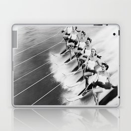 Women Water Skiing Portrait Photography Retro Print Laptop Skin