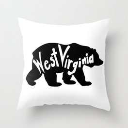 Black Bear West Virginia Text Art Throw Pillow