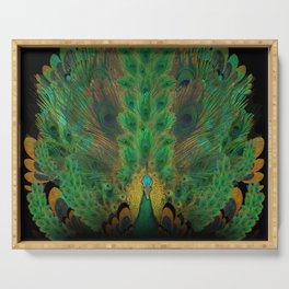 "Emerald and black peacock" Serving Tray
