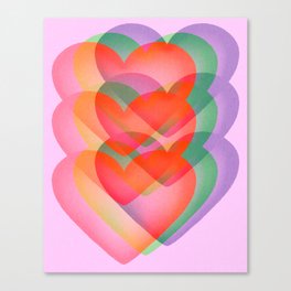 Rainbow Retro Hearts 70s Pink Cute Canvas Print