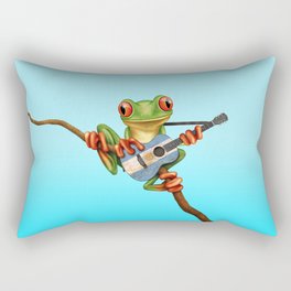 Tree Frog Playing Acoustic Guitar with Flag of Argentina Rectangular Pillow