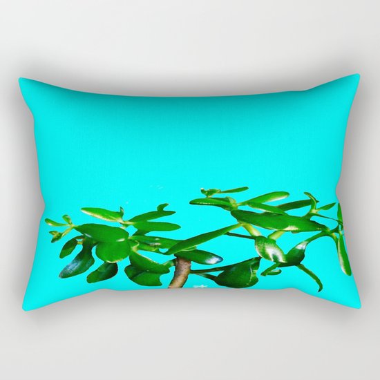 Good Luck Succulent Tree on Sky Blue Rectangular Pillow