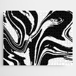 Abstract Swirl Marble (black/white) Jigsaw Puzzle