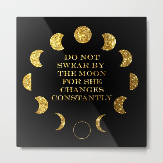 Moon Phases Gold Metal Print