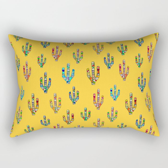 Mosaic Cacti on Yellow Rectangular Pillow