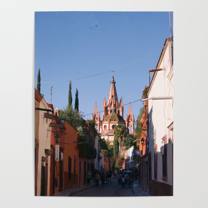 San Miguel de Allende Cathedral // Street view of cathedral in Guanajuato Poster