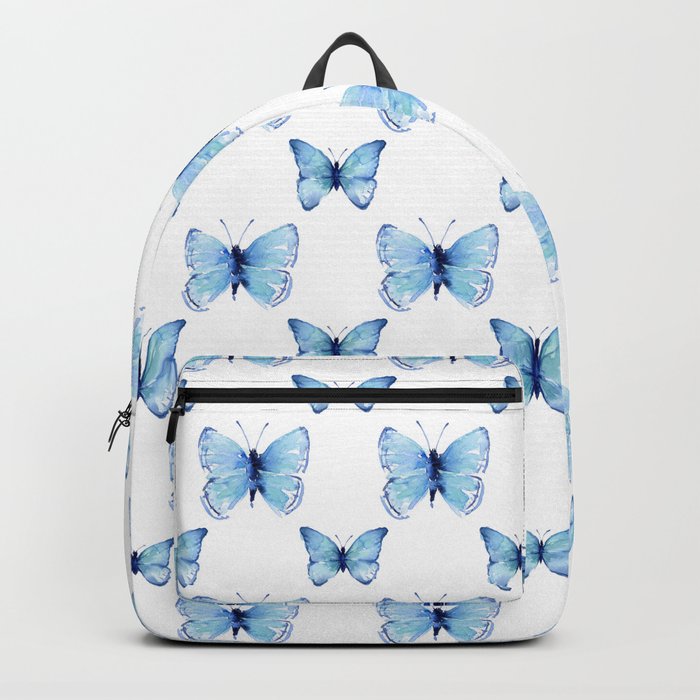 Blue Butterflies Pattern Butterfly Watercolor Backpack