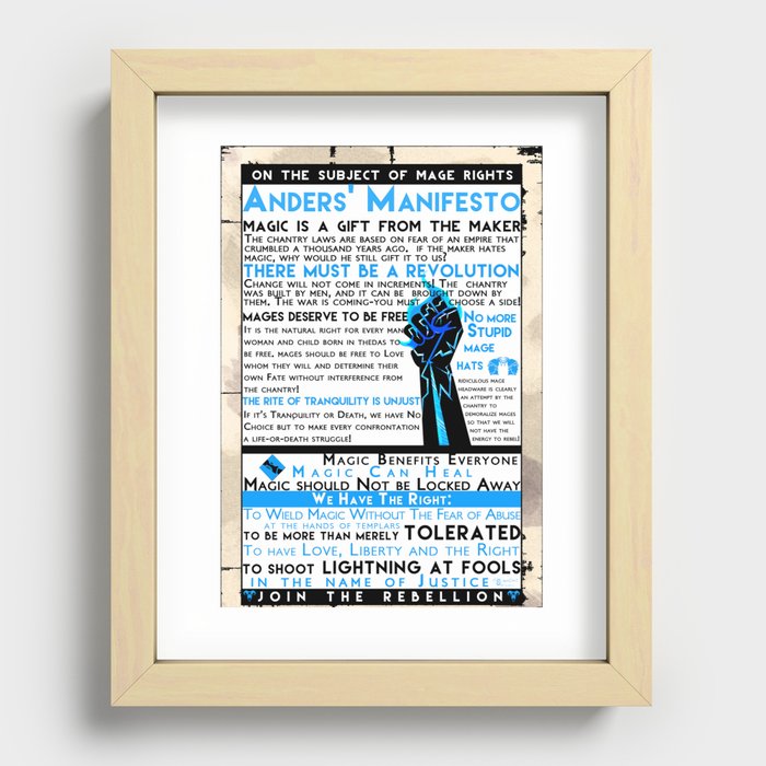 Dragon Age- Ander's Manifesto Recessed Framed Print