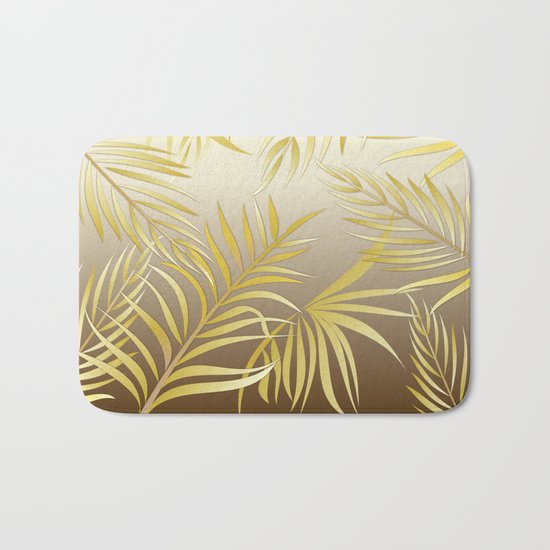 Golden palm leaves Bath Mat