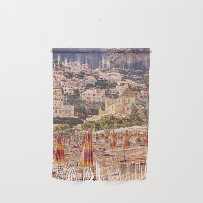 Positano from the beach | The buildings and the umbrellas | Amalfi | Italy | Travel photography Wall Hanging