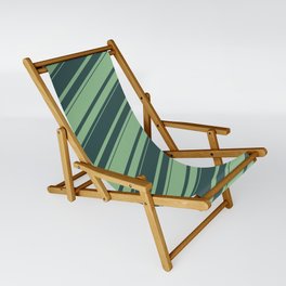 [ Thumbnail: Dark Sea Green and Dark Slate Gray Colored Lines Pattern Sling Chair ]