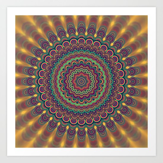 Psychedelic oval mandala Art Print