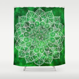 Green Mandala Floral Henna Tattoo Inspired Shower Curtain