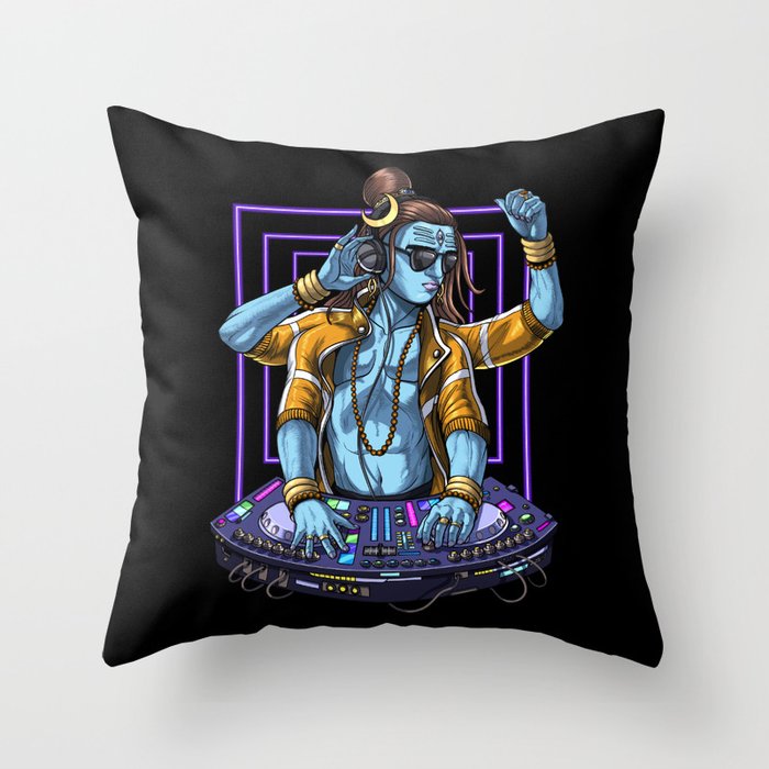 Shiva Psychedelic DJ Throw Pillow
