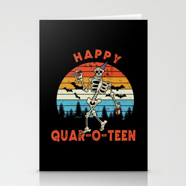 Happy Quarantine Halloween Funny Skeleton Stationery Cards