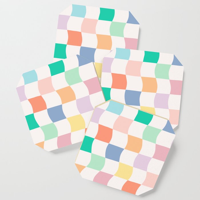 Warped Pastel Check Coaster