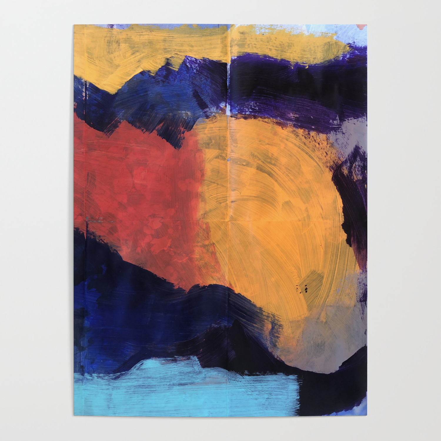 Mountain And Sun Abstract Acrylic Painting On Paper Poster By Emmanuelsignorino Society6