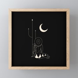 Talking to the Moon - Black and White Framed Mini Art Print