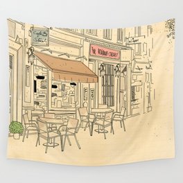 street cafe sketch Wall Tapestry