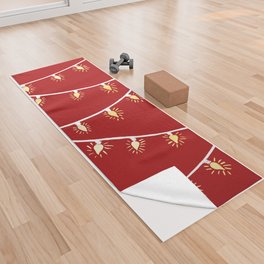 Red and gold Christmas lights Yoga Towel
