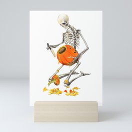 Skeleton Carving Pumpkin Mini Art Print