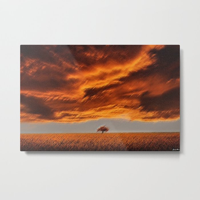 Rhode Island Tree and Timothy and Alfalfa Field Landscape Painting by Jeanpaul Ferro Metal Print