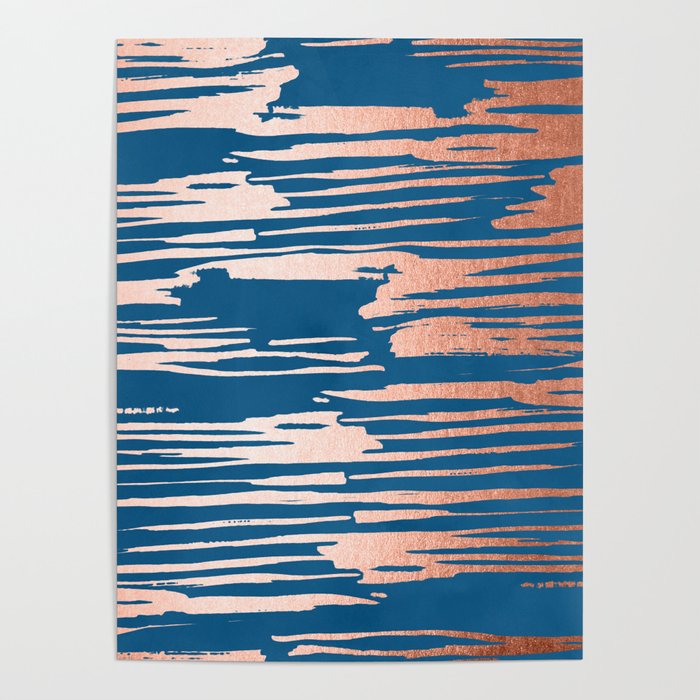 Tiger Paint Stripes - Sweet Peach Shimmer on Saltwater Taffy Teal Poster