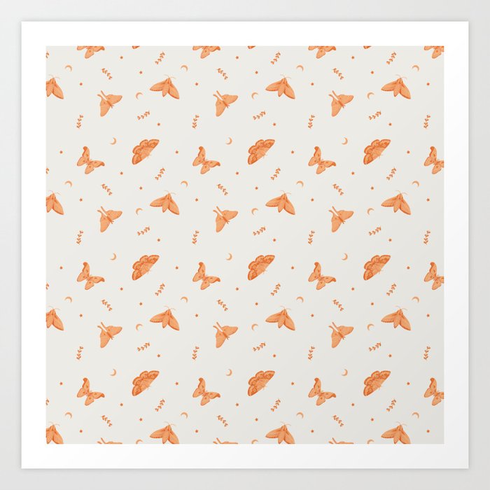 Moths orange Art Print