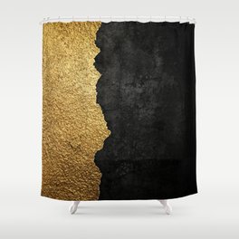 Gold torn & black grunge Shower Curtain