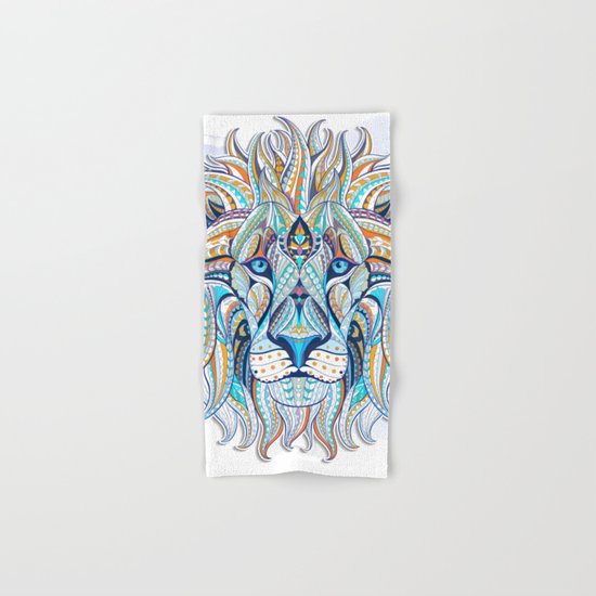 Blue Ethnic Lion Hand & Bath Towel
