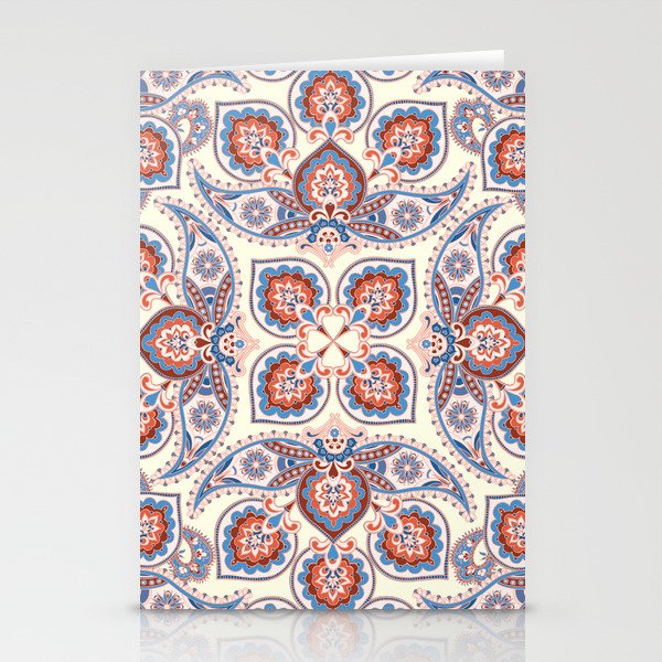 Ornamental Ethnic Bohemian Pattern XVIII Coral Cream Stationery Cards