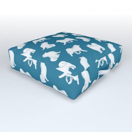 Samoyed Pattern (Blue Background) Outdoor Floor Cushion