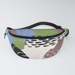 Mid-Century Modern Olive Green & Turquoise Abstract Pattern Fanny Pack
