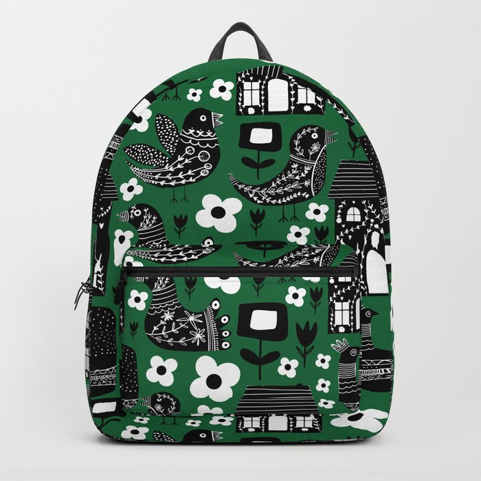 Maximalism Folk art Green Backpack