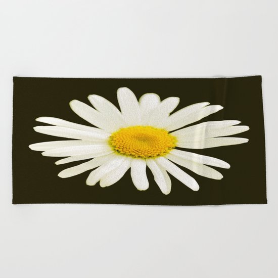 Daisy on a black background - #Society6 #buyart Beach Towel