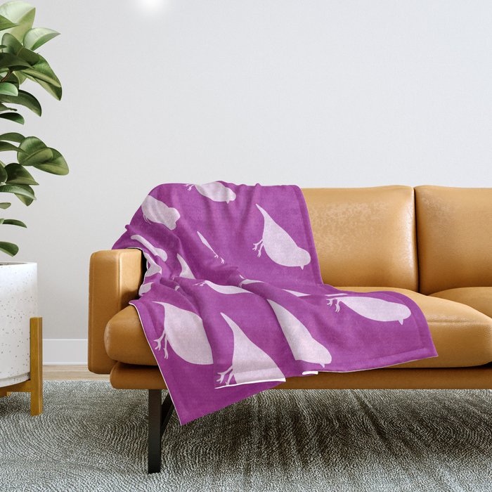 Purple Birds Throw Blanket