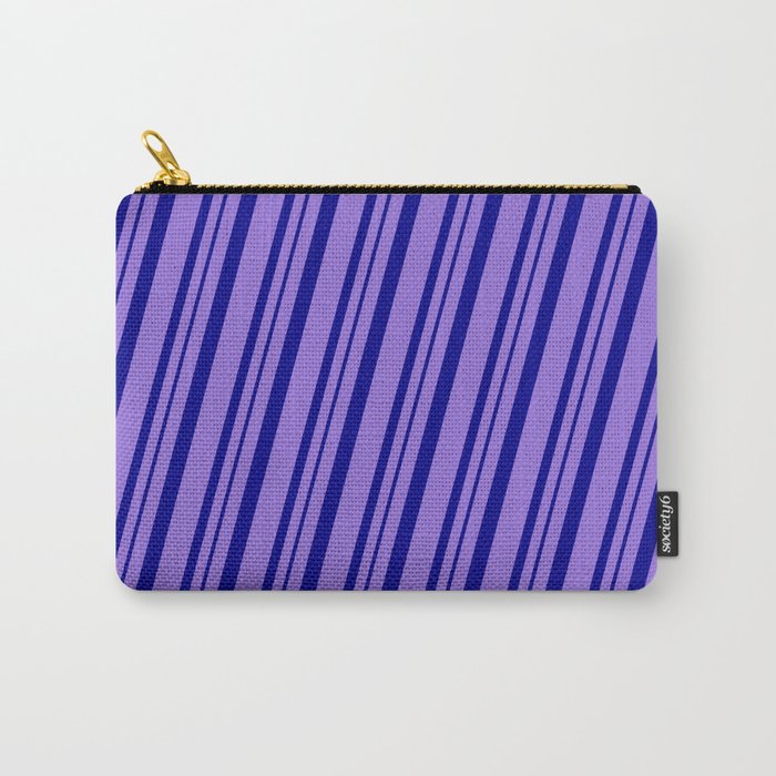 Purple & Dark Blue Colored Pattern of Stripes Carry-All Pouch